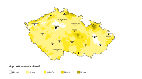 Zóny zatížení větrem v Česku